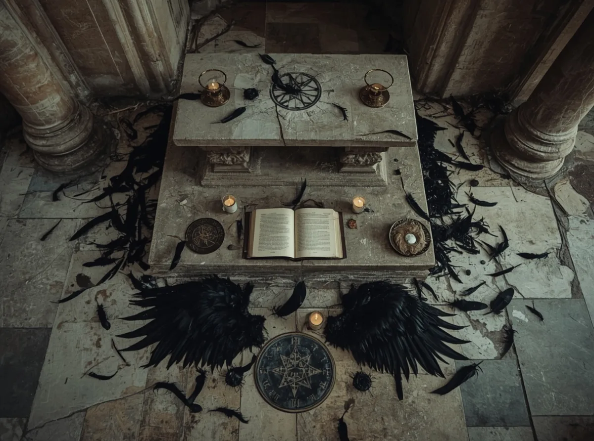 Fallen angel sigils and black feathers