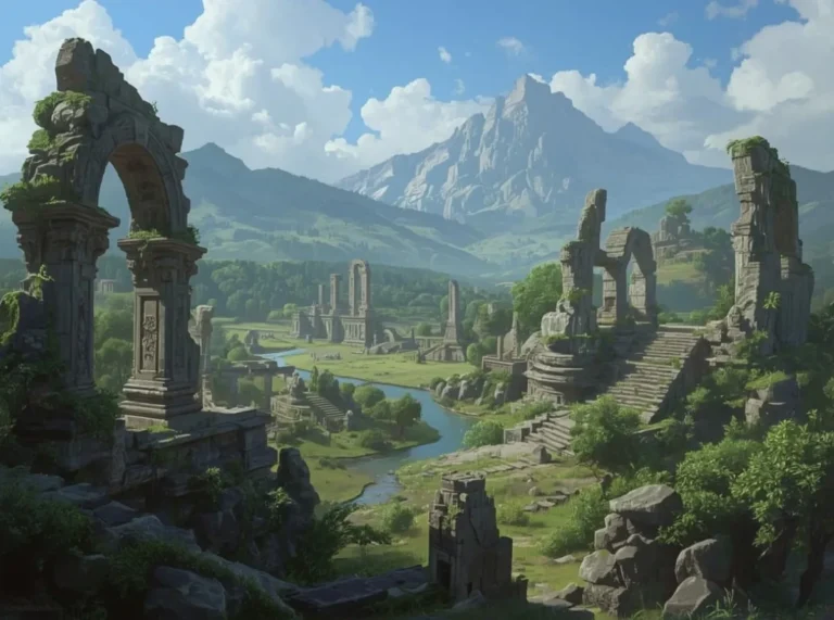 Ancient fantasy realm with stone ruins