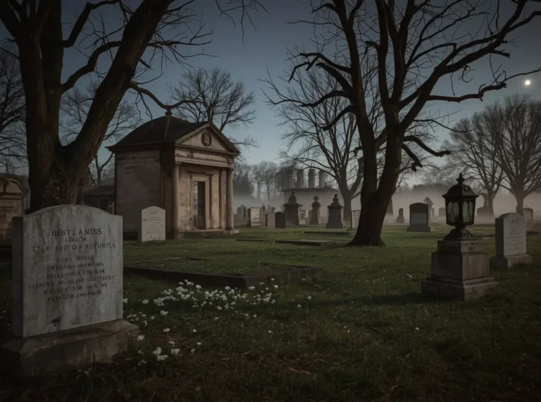 Pale ghostly names in an ancient misty graveyard
