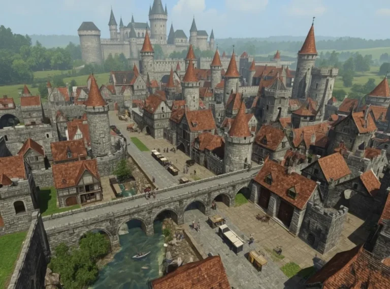 Medieval fantasy city skyline