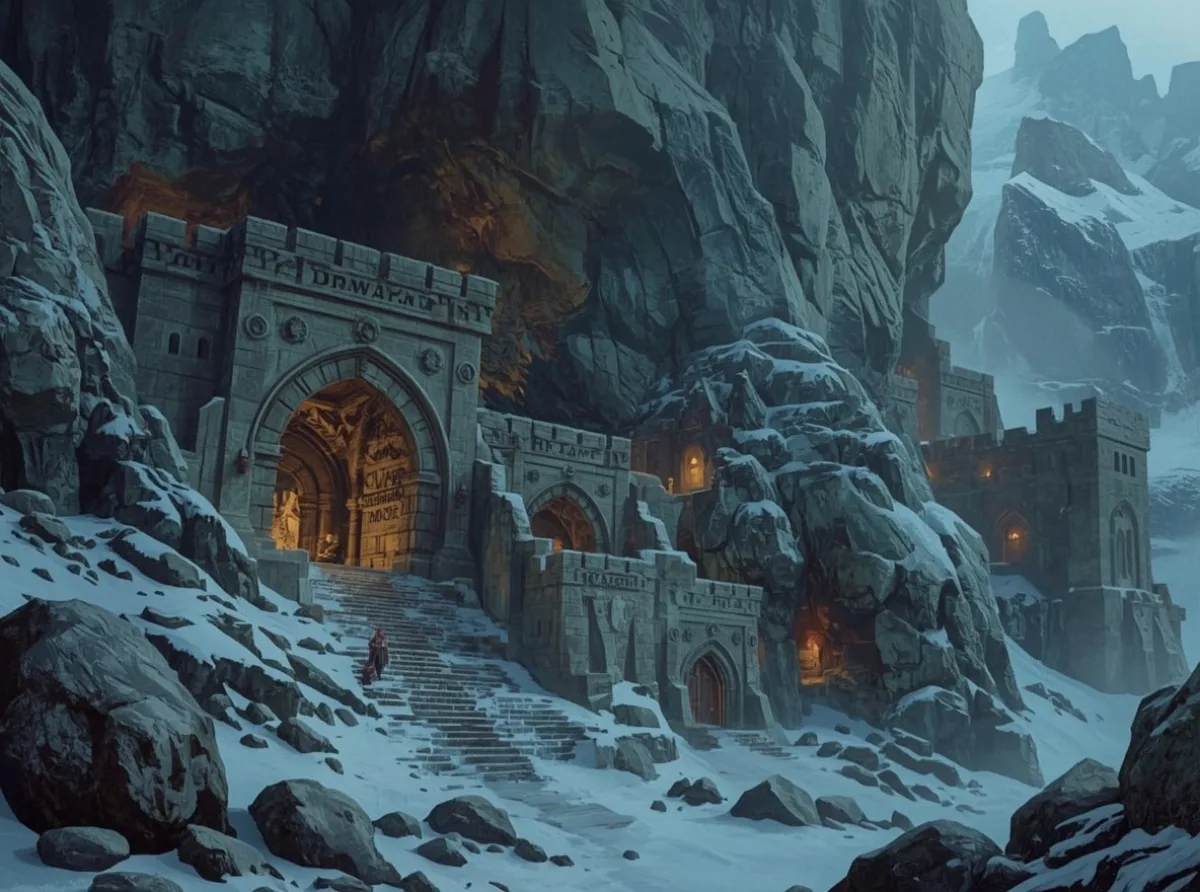 Dwarven mountain kingdom entrance