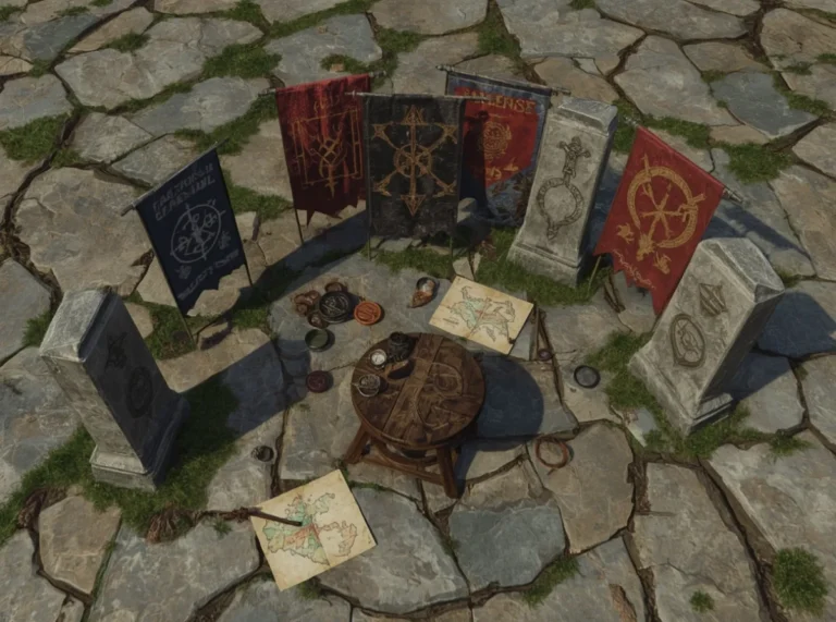Ancient banners and runed stone crest