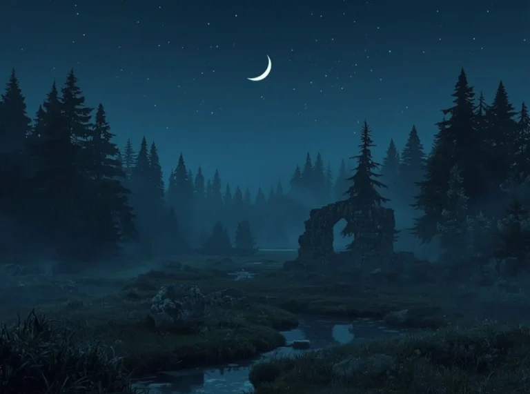 Moonlit fantasy names beside a dark forest