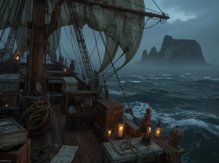 Fantasy ship names on a stormy sea