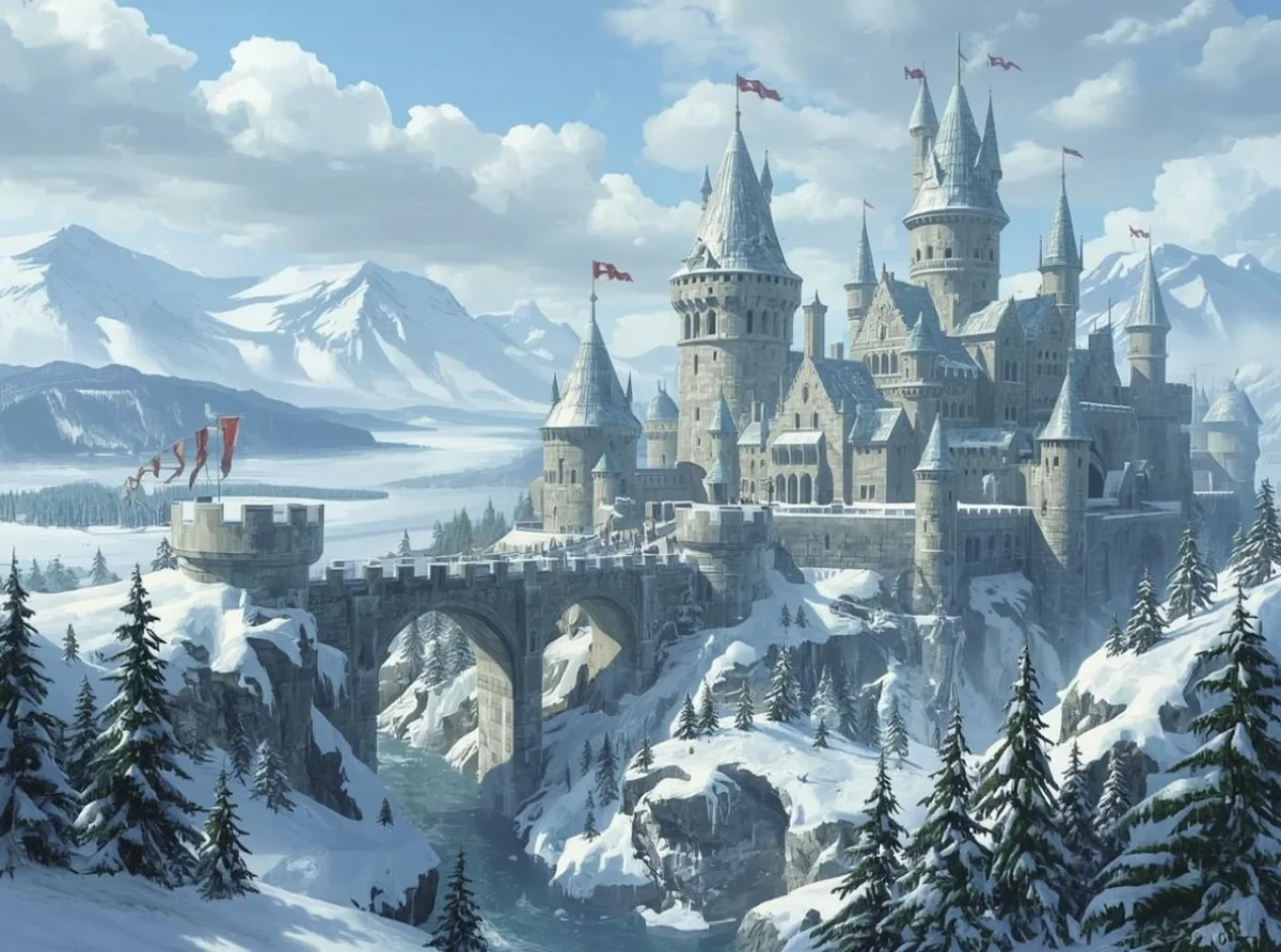 Frozen fantasy kingdom in snow