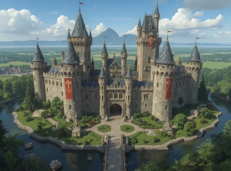 Royal fantasy castle on a hill