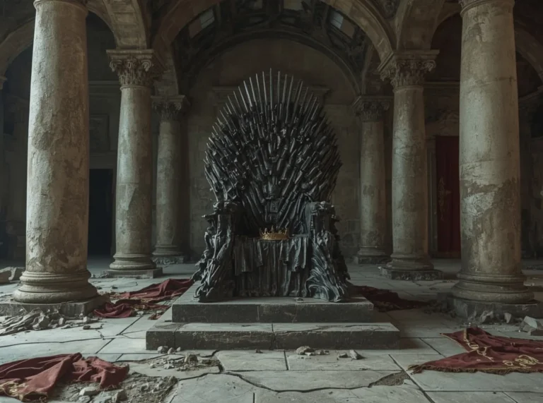 Ancient crown beside stone throne